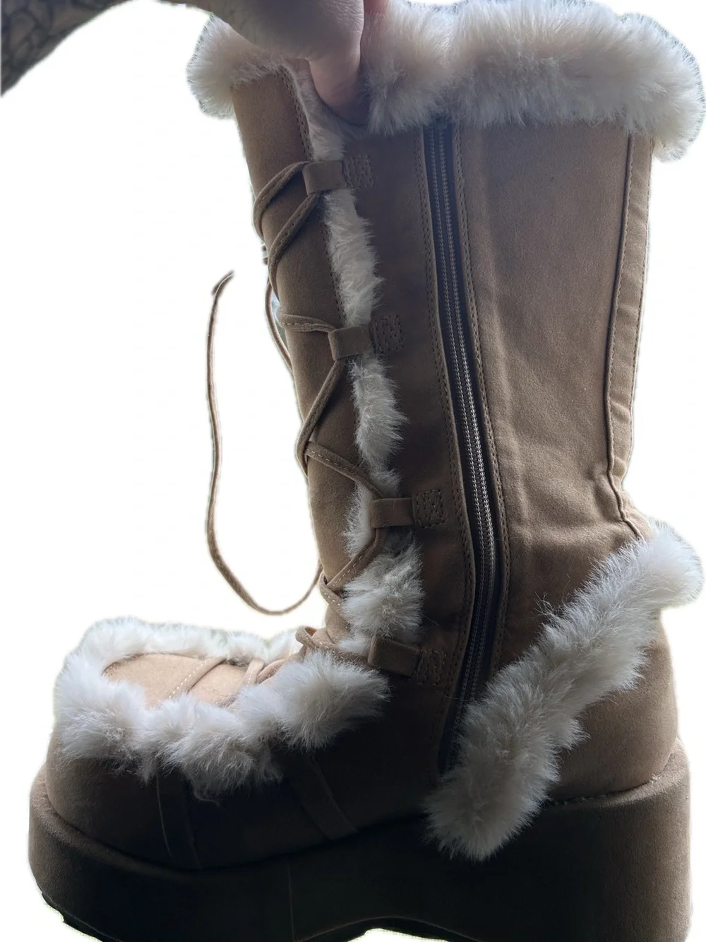 Demonia cubby 311 camel-tan vegan suede